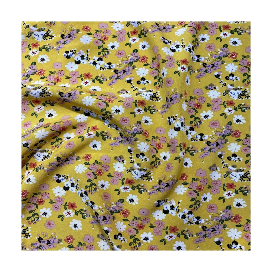 Elegant water resistant fabric 100D four way stretch floral printed fabrics for woman wedding dresses polyester