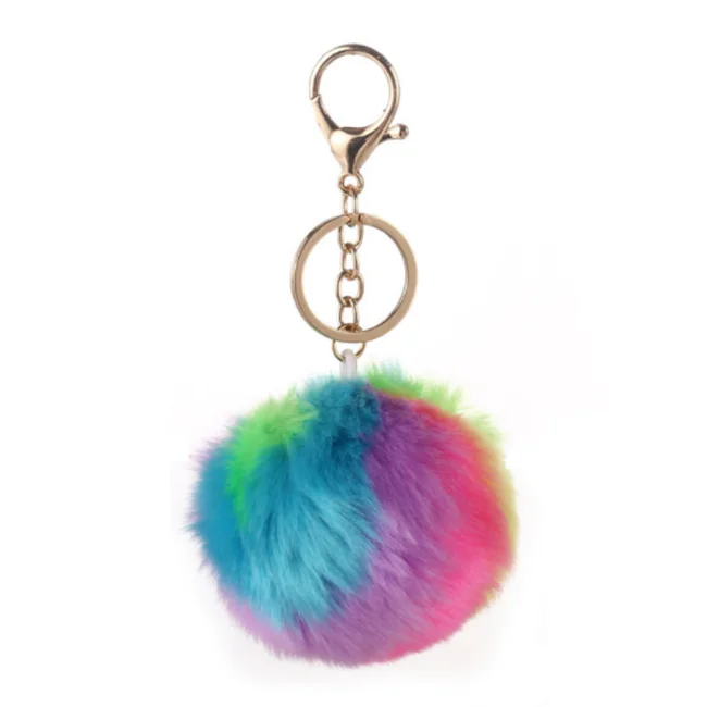 Pom Poms Keychains Faux Rabbit Fur Pompoms Keyring Fluffy Pompoms Keychain