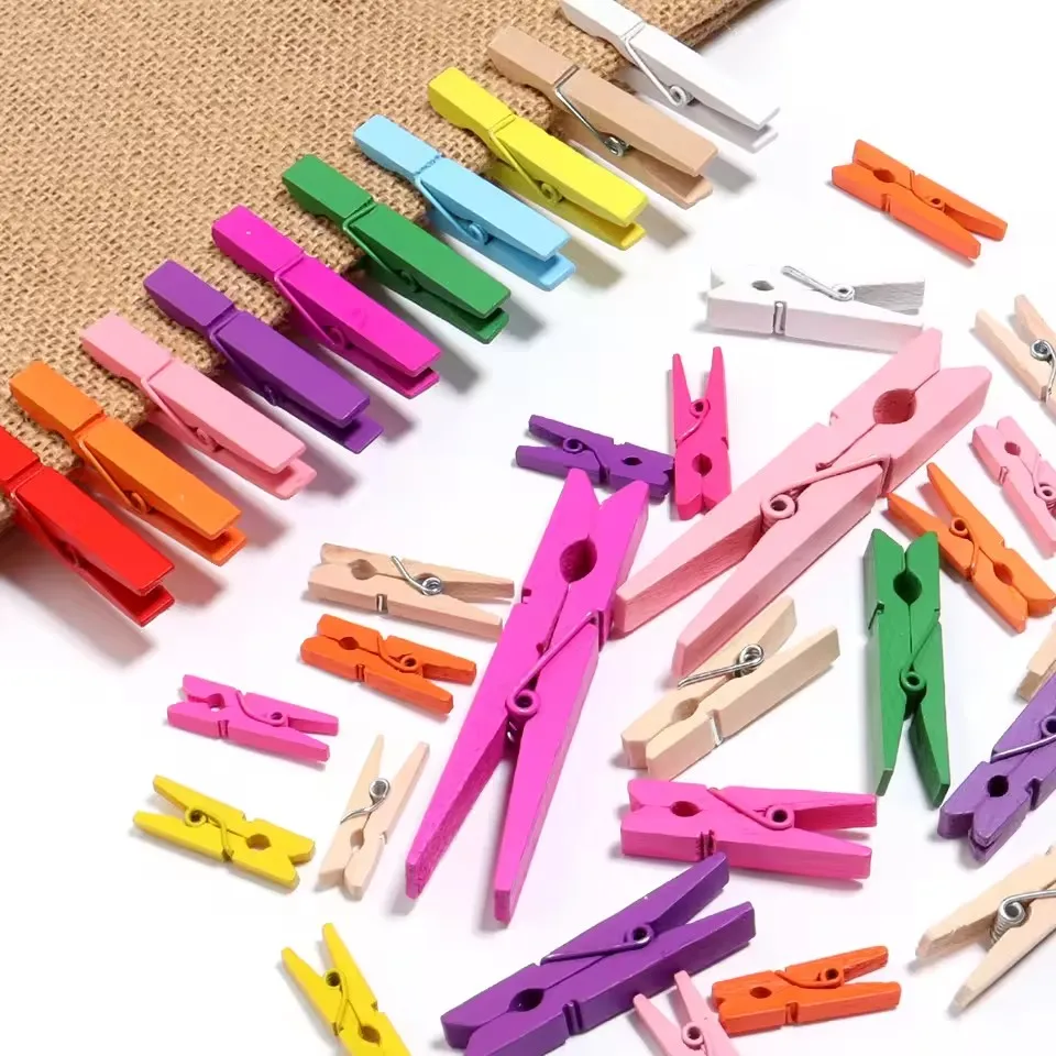 Colored Wooden Clips Multi-size Wood Clamps Multi-use Home Supplies fit DIY Book Photo Clip Garment Sewing Aid Clip