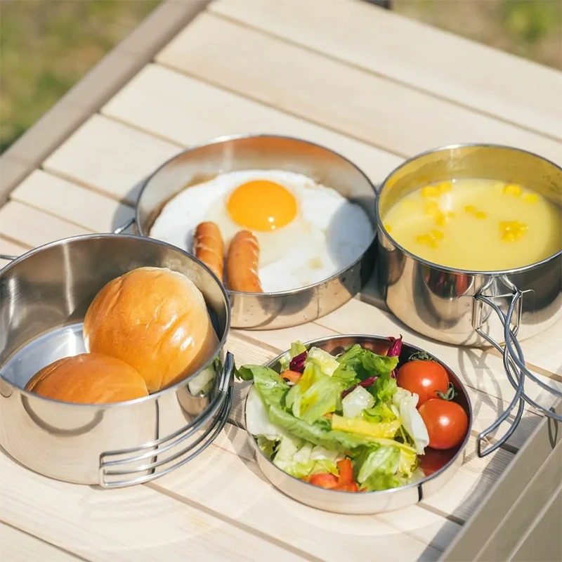 Outdoor  12 pieces stainless steel cookware pot set Camping Cooking Set Pot and Pan Set with camping gas stove