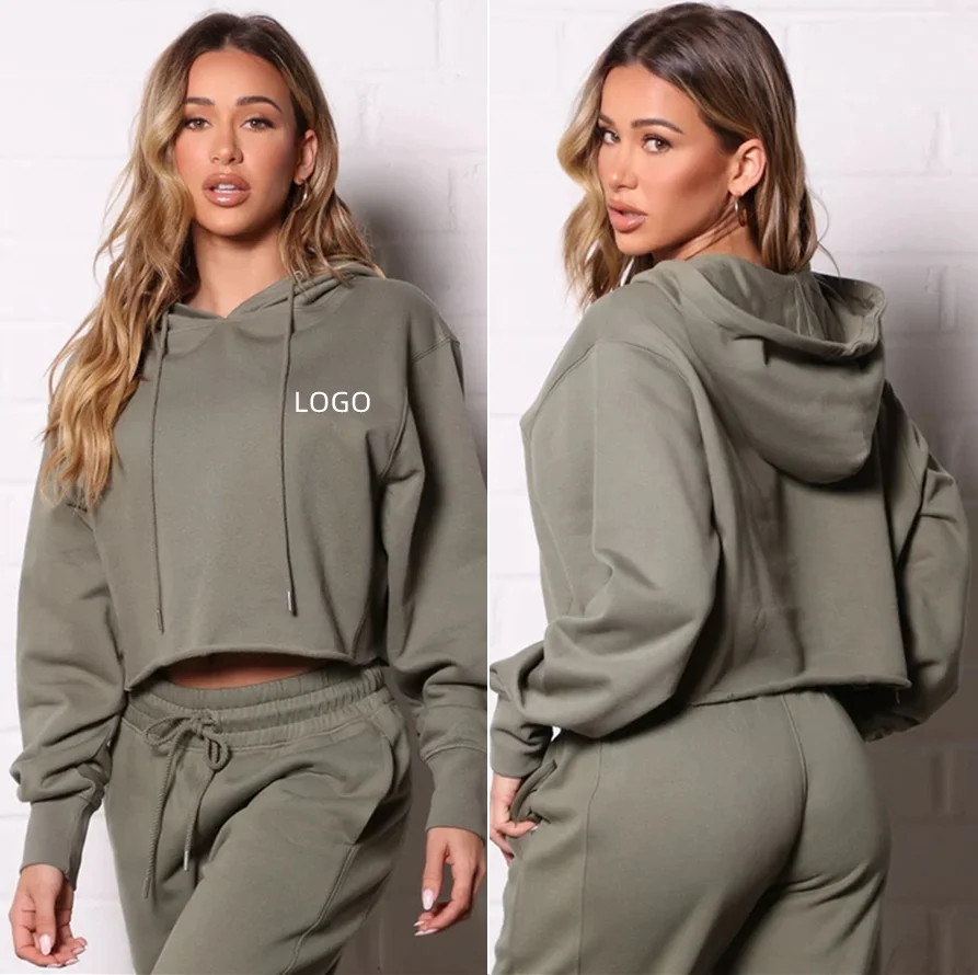 Женские толстовки, комплекты толстовок на заказ, женские толстовки большого размера, толстовки Укороченная толстовка с капюшоном с логотипом на заказ