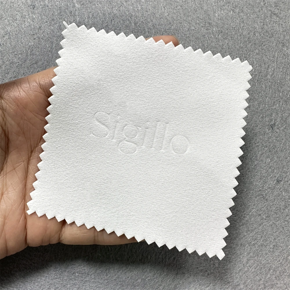Customize Embossed Jewelry Cleaning Cloth With Clear Opp Bag Packaging Microfiber Silver Polishing Cloth With Logo