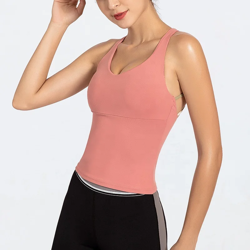  Ladies Cloth Solid Color Fitness Yoga Vest And Leggings Gym