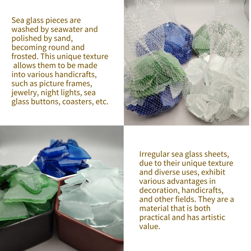 DIY Beach Glass 16Oz 0.78-1.5 inch Fish Tank Landscaping Flat Sea Glass Crafts Decorative Glass