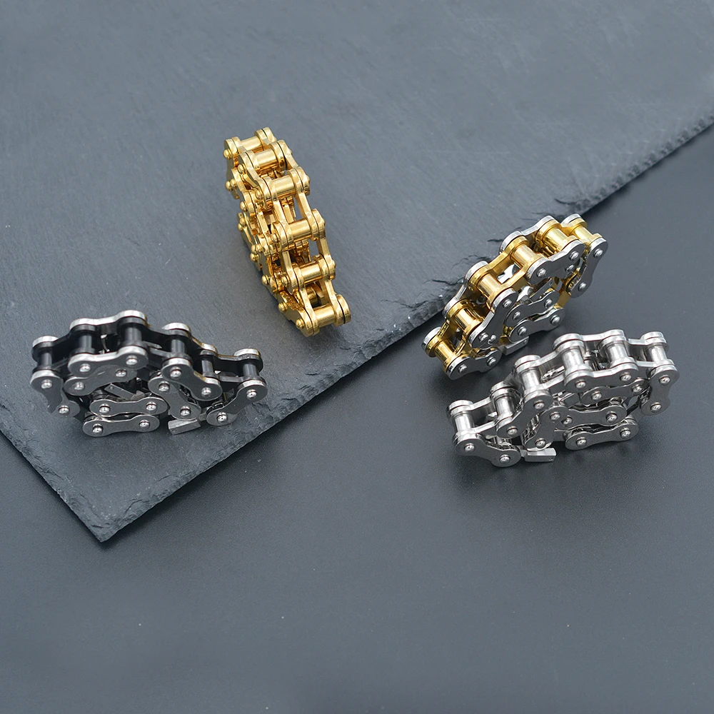 Hip Hop Style Vintage Stainless Steel Cuban Bike Chain Bracelet 14k Gold 925 Bracelet Sterling Silver