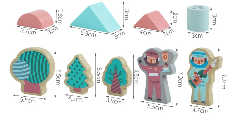 Kids Wooden Blocks Toy Montessori Educational Wooden Building Blocks 161pcs Race Car Blocks Toy