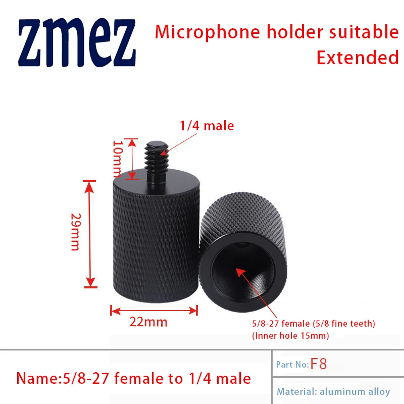 5/8 Female To 1/4  Male Threaded Screw Adapter For Mic Microphone Stand Tripod Flash Light Bracket