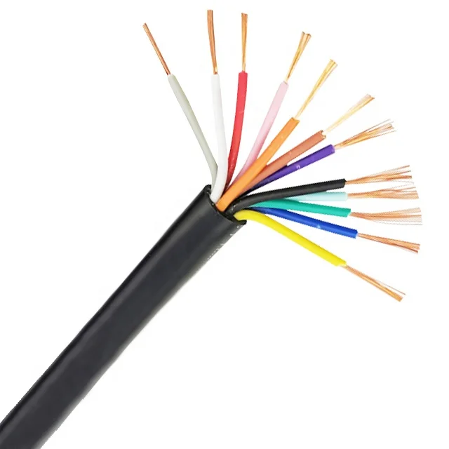 RVV 0.75mm Copper Wire Price 12 Cores Twisted Black PVC Sheathed Flexible Control Cable Coaxial Electrical cables Power Wires