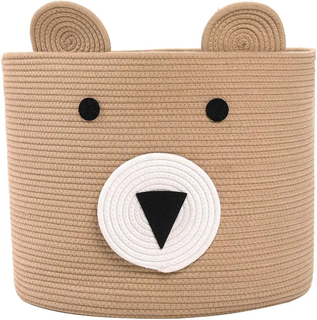 Cartoon Animals Hand Woven Storage Basket Kids Toys Desktop Organizer Sundries Cotton Rope Storage Baskets