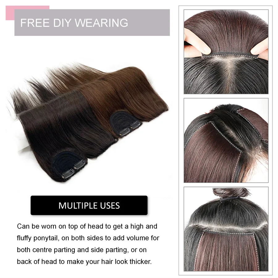 Invisible Clip in Real Hair Extensions for Hairpieces for Thinning Hair Extension Clip Hair Pads