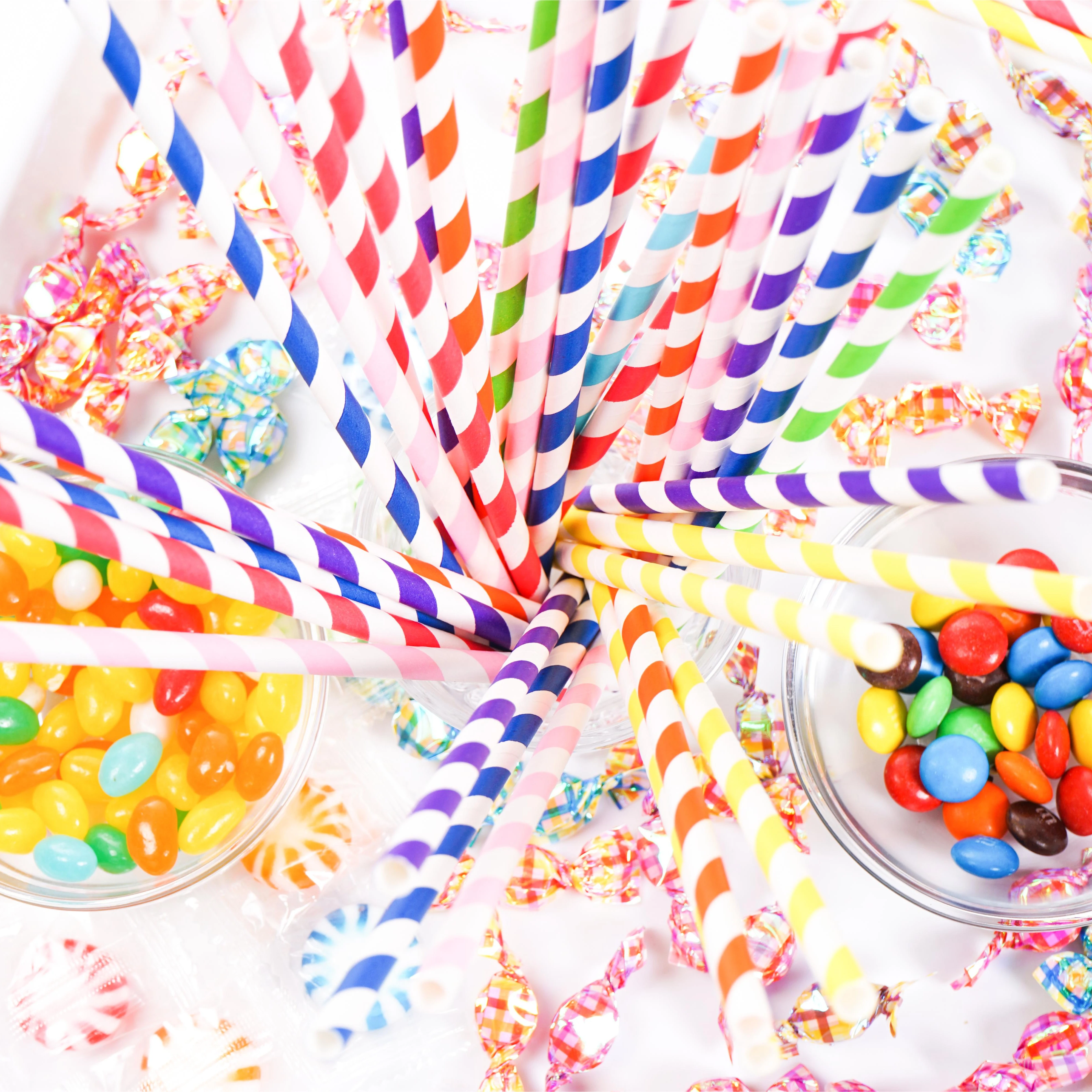 Factory customized printed cheap fashion bar accessories cool drinking cocktail flower paper straws clear