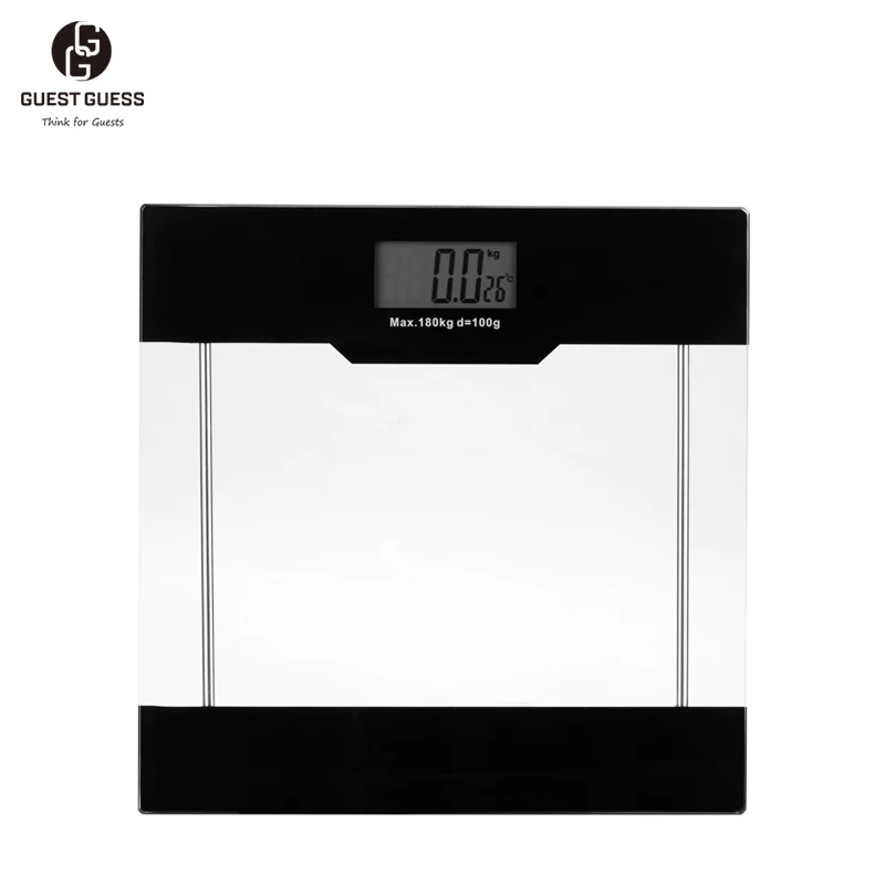 GUEST GUESS Brand Compact Simple Design Large LCD Display Hotel Bathroom Use Digital Weighing Scale For Human