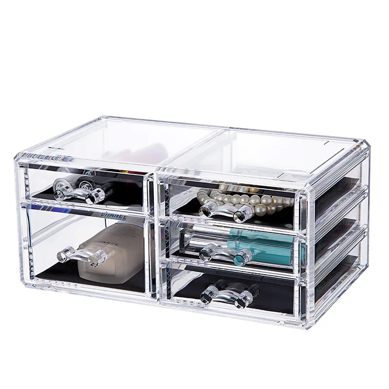 Clear drawer storage box makeup organizer box acrylic desktop organizer drawer stack in combination storage