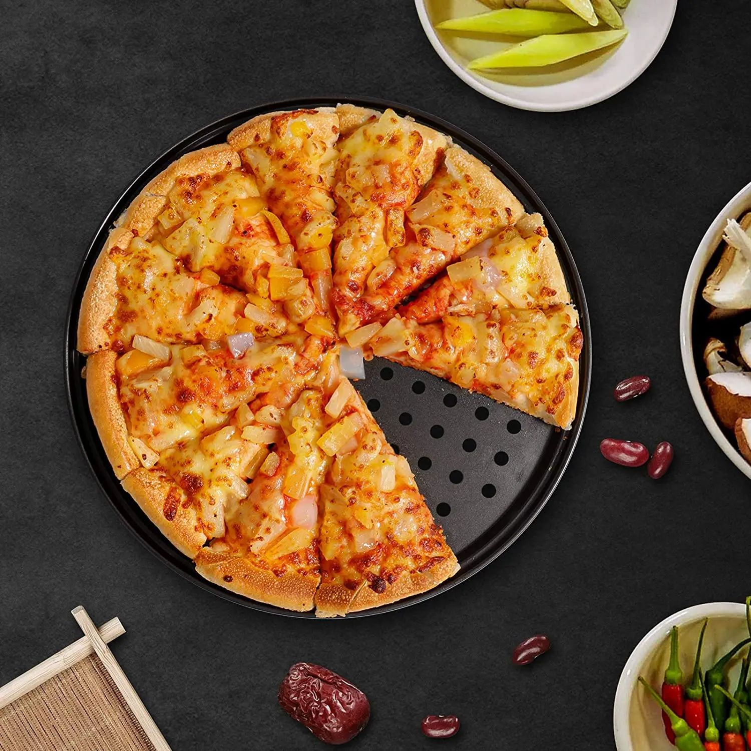 With Non-stick Coating Pizza Pan Pizza Tray K-128 Carbon Steel Cake Pans Baking Dishes & Pans Cookie Sheet Not Support Everyday