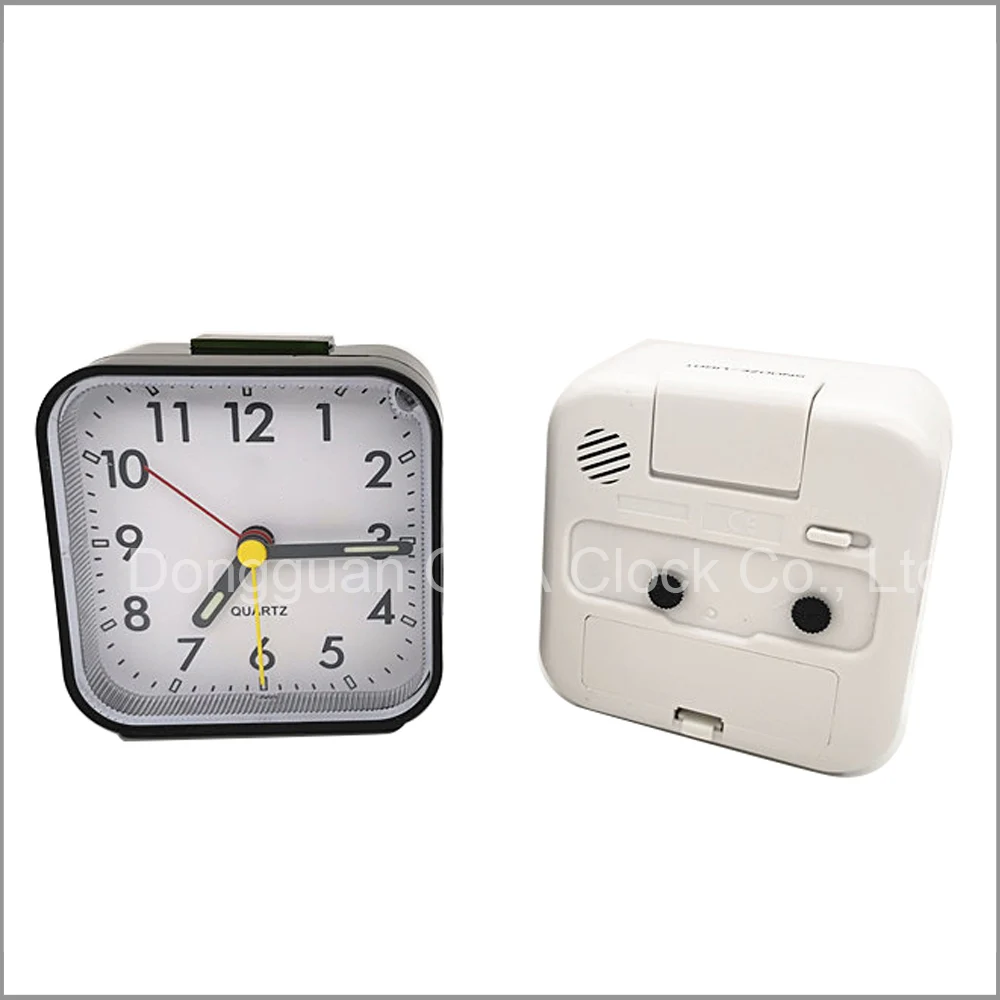3 Inch Square Alarm Clocks Fluorescence Needles Silent Table Clock with Snooze Night Light