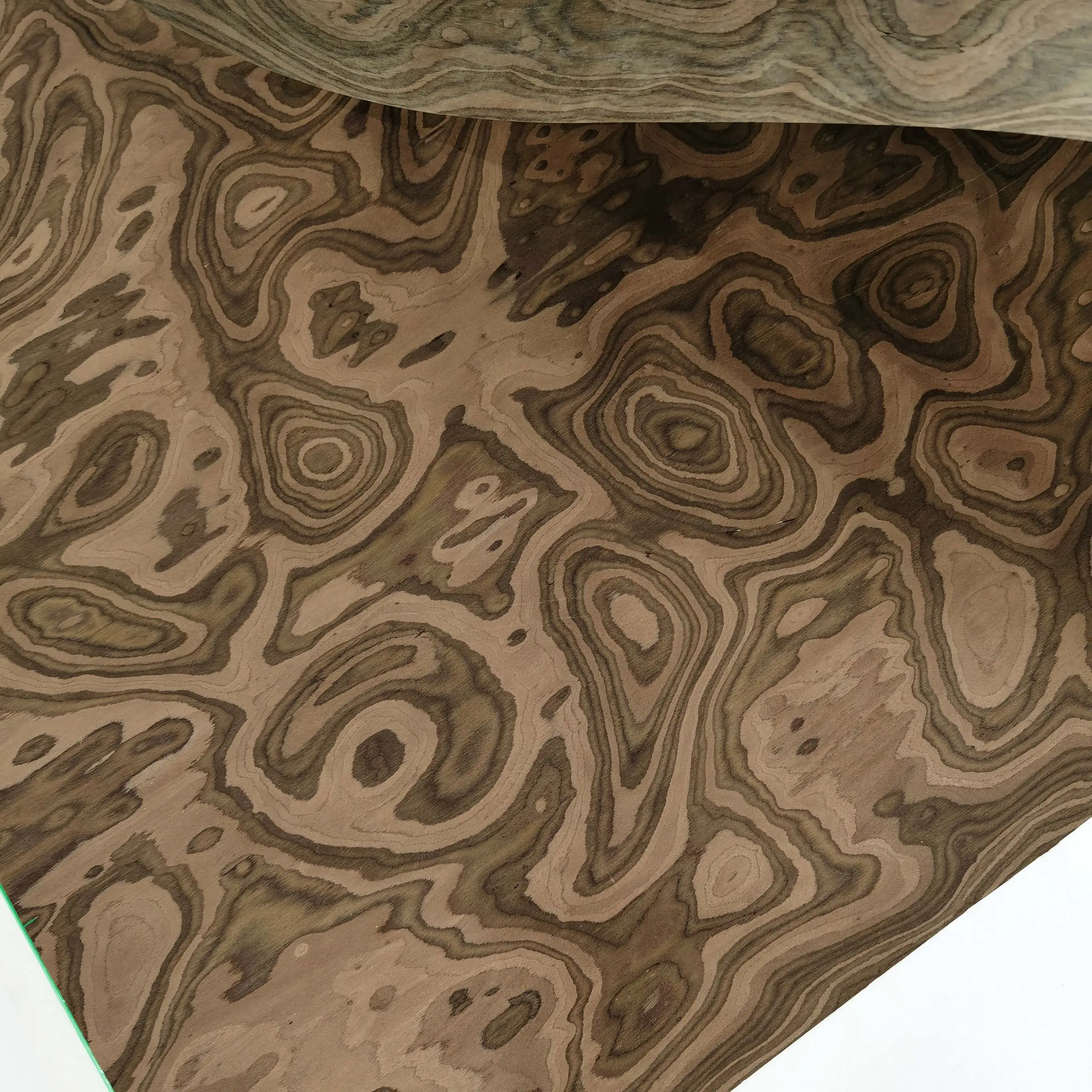 Topographic Pattern Black Walnut Burl Reconstituted Wood Veneer for Contemporary Architectural Features