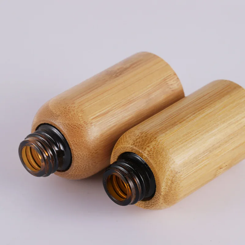5ml-100ml all-inclusive bamboo and wood products cosmetic glass raw liquid bamboo shell dropper bottle