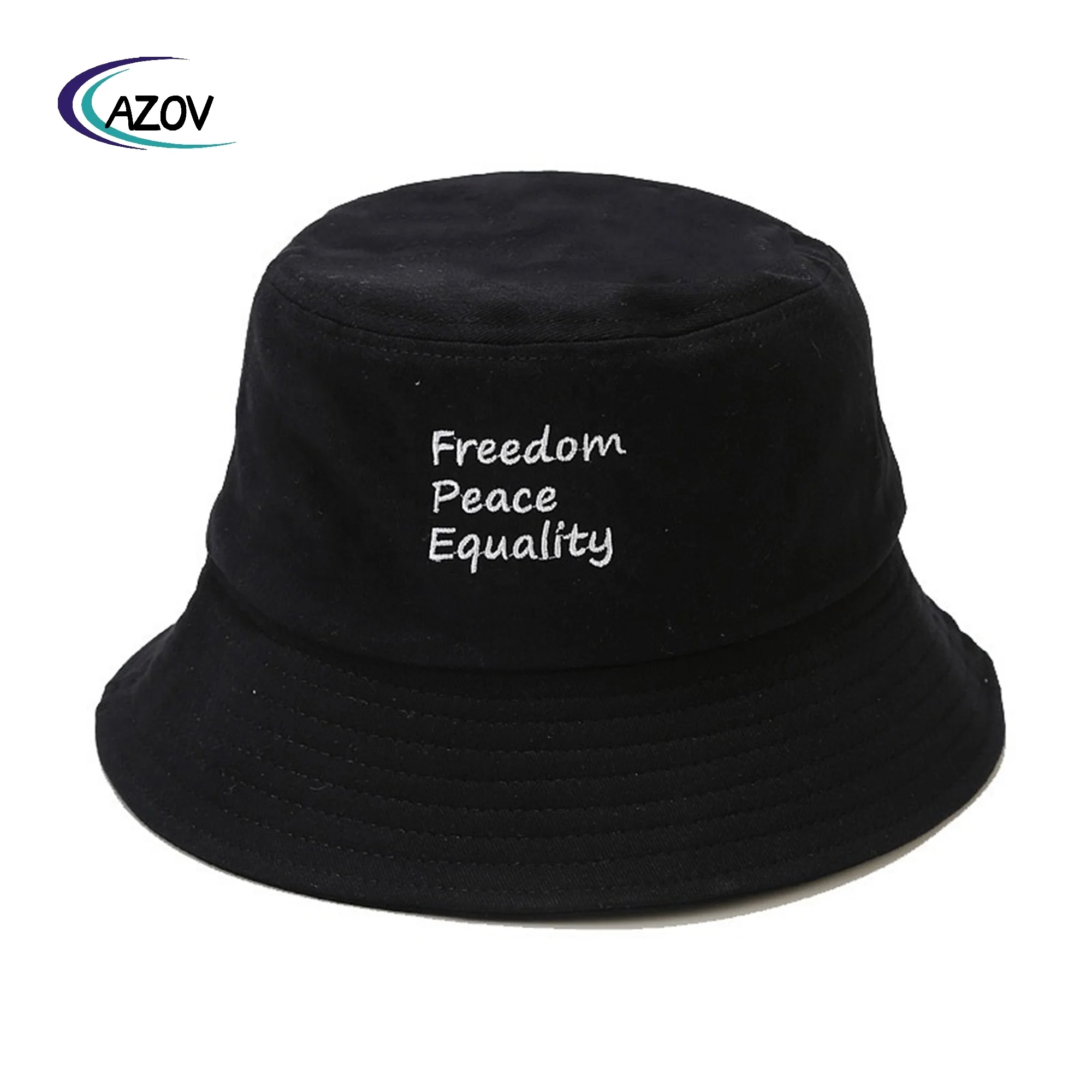 Bucket Hat Summer Three-Row Letters Embroidery Trend Celebrity Fried Street Bucket Hat Outdoor Travel Sun Hat