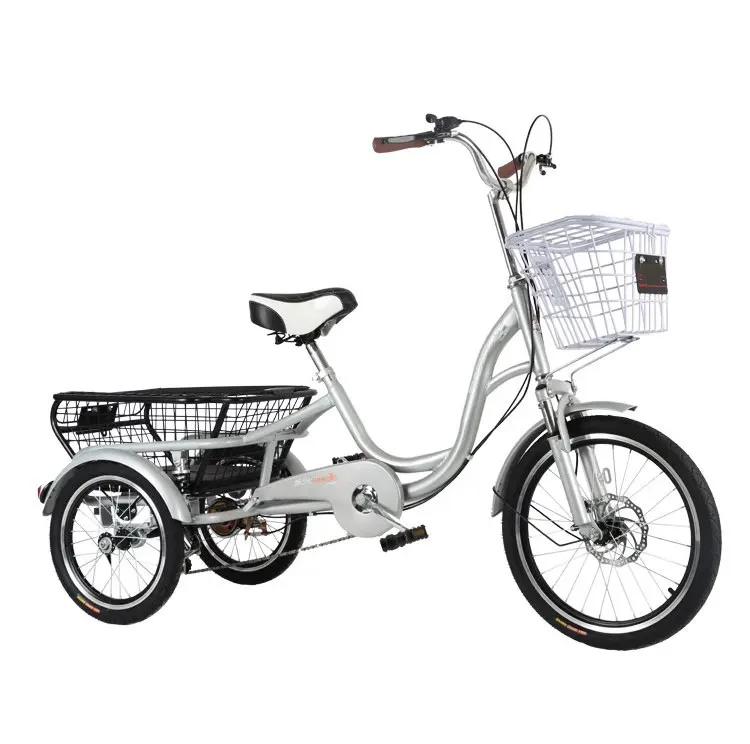 Export Tricycle bicycle adult variable speed disc brake three-wheel bike for senior citizen mini cargo vehicle