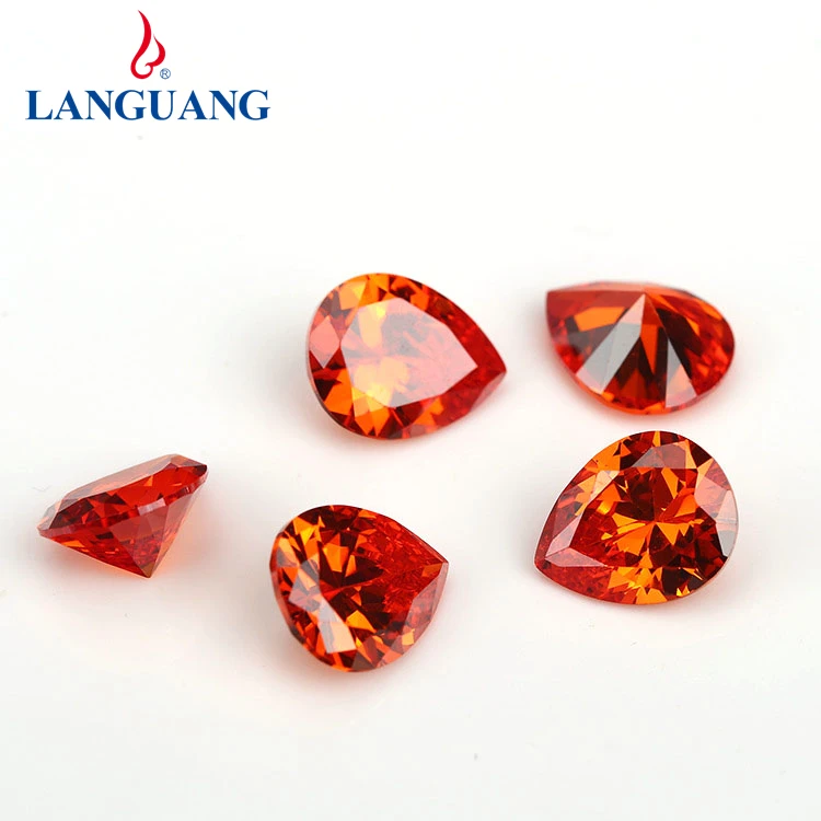 Оптовая продажа, высокое качество, искусственные капли воды, огранка грушевидной формы, натуральный оранжевый бриллиант, свободный драгоценный камень, кубический цирконий, драгоценный камень