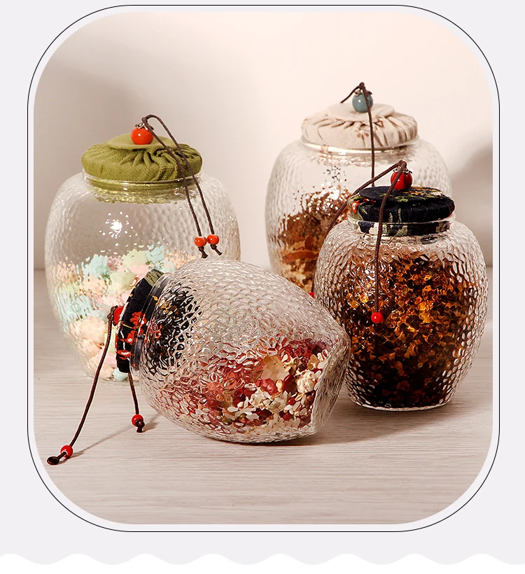 Hot sales!Customized Spice Nut Candy Loose Tea Glass Storage Jars Glass Canister for Kitchen Customized Logo and packing OEM ODM