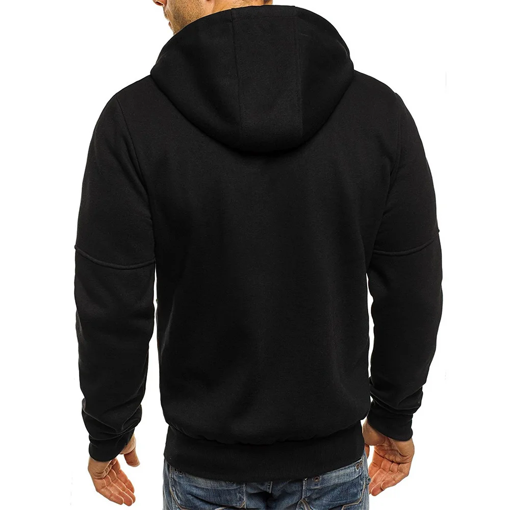 2021 hot selling sports fitness leisure sweater custom autumn winter full zip up plain hoodie for men