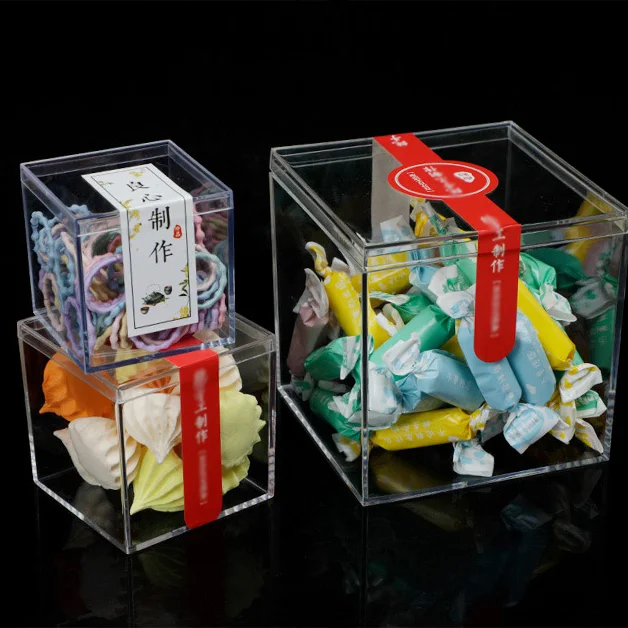 Wholesale Transparent Square Dessert Disposable Candy Plastic Food Biscuit Packaging Boxes Big Volume Clear Plastic Candy Box