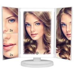 Table Trifold Cosmetic 1X/2X/3X Magnifying led Lighted Vanity Makeup Mirror