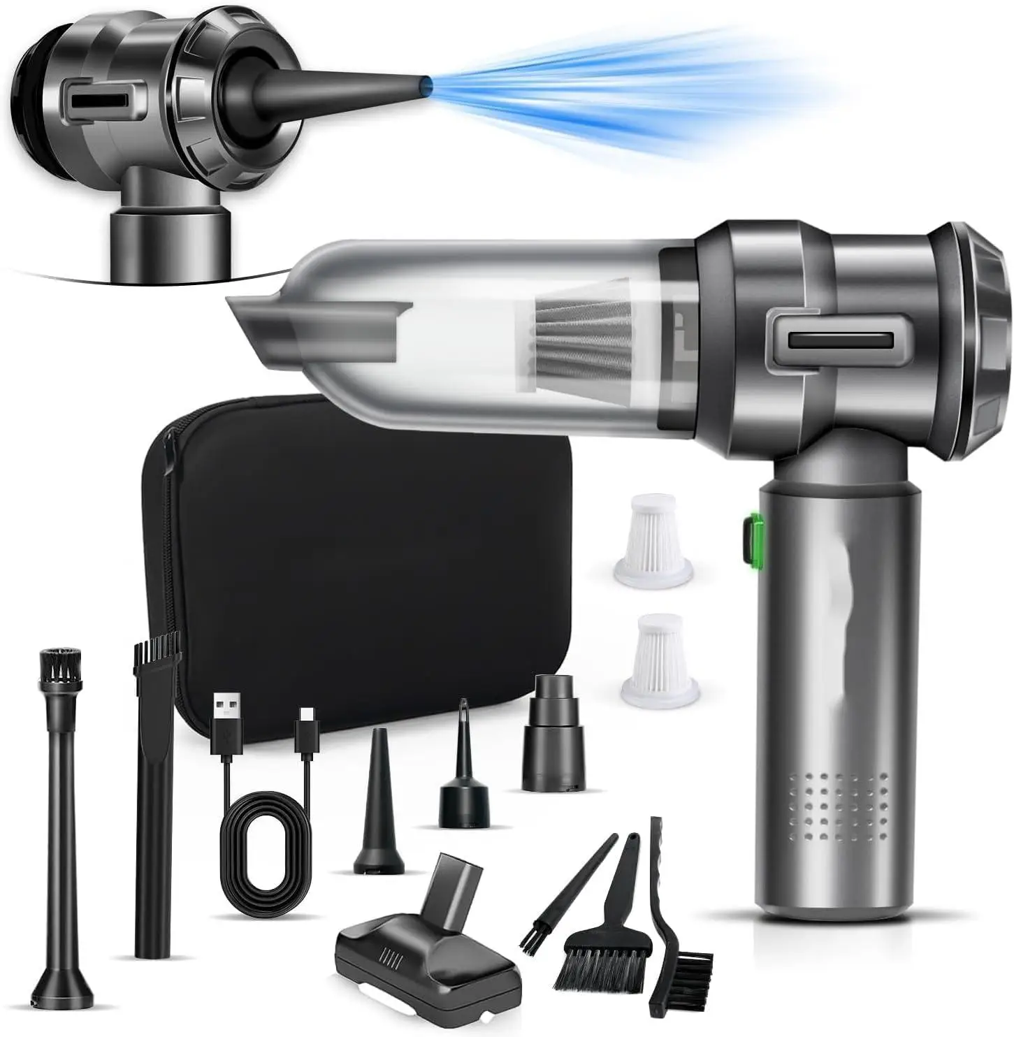 Portable Mini ABS Vacuum Cleaner Multifunctional Wireless with Strong 15000pa Power Suction for Car Interior Cleaning