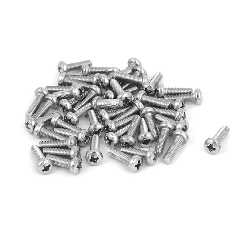 M2 M2.5 M3 M3.5 M4 M5 M6 M8 M10 304 316 Stainless Steel A2 Full Thread Phillips Pan Head Machine Screws