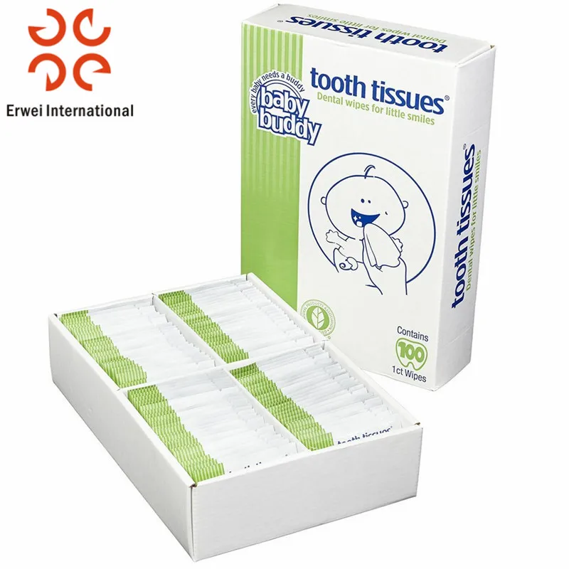Customized fluoride free wet tooth tissues baby dental wipes