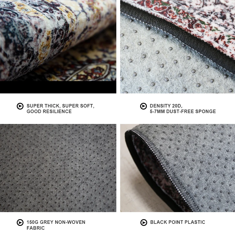 Boho Low Pile Indoor Floor Oriental Persian Floral Distressed Large Carpet Area Rugs for Living Room