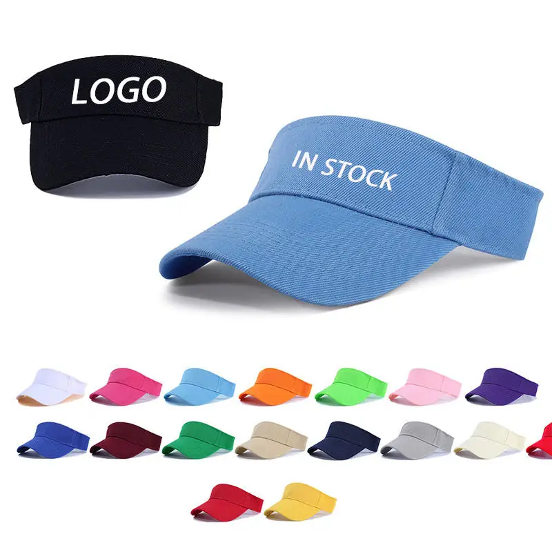 FOCUS Wholesale Custom Logo Visor Hat Summer Sports Cap Adjustable Cotton Golf Visor Hat Unisex Cap Custom Logo for Promotional