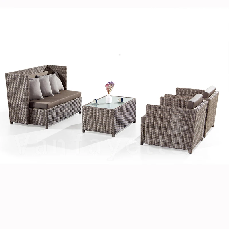 Vanfayette 2 места Черный Ротанг садовый диван садовая мебель из ротанга