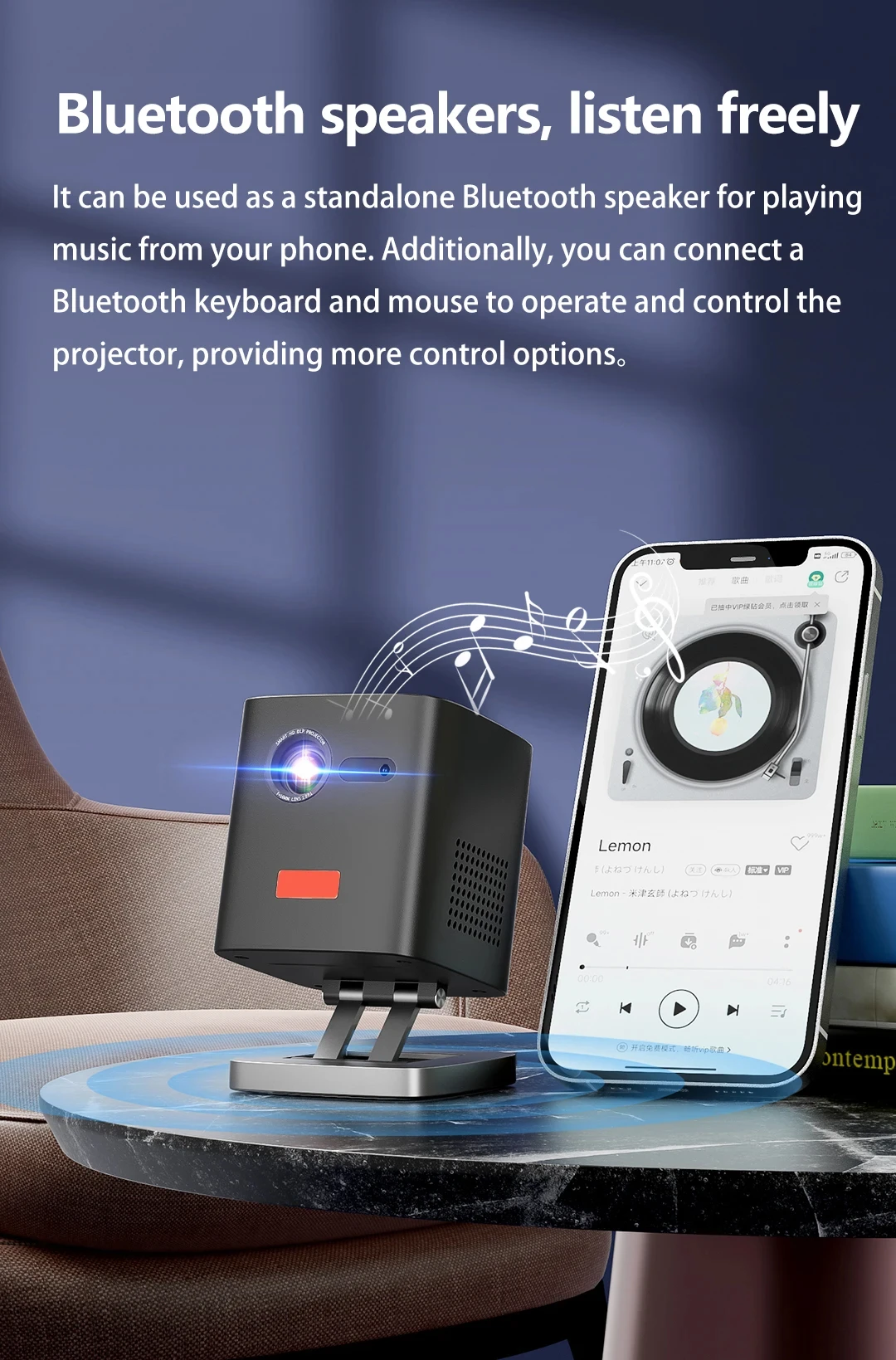 C1000 4K DLP Projector Android 9 Smart TV 3D Home Theater Projector For Camping Portable Projector