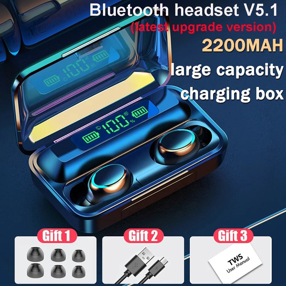 Mini Digital Display Earpod 2000mAh Charger phone wireless stereo earphone earbuds F9-5C tws stereo music headset