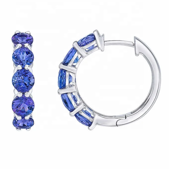 Firstmadam Wholesale Tanzanite 14kt White Gold Earrings Women Party Jewelry Accessories