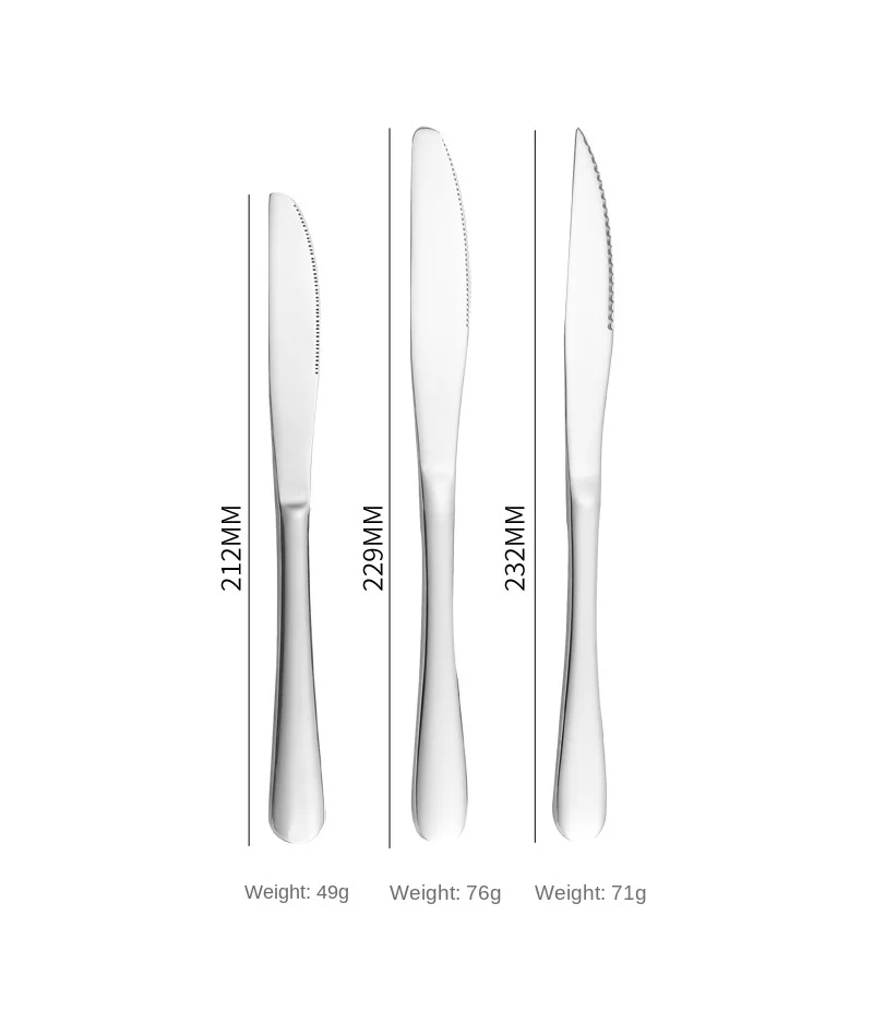 Wholesale Multiple Sizes Food Grade Spoon Fork Knife Stainless Steel Cutlery Set