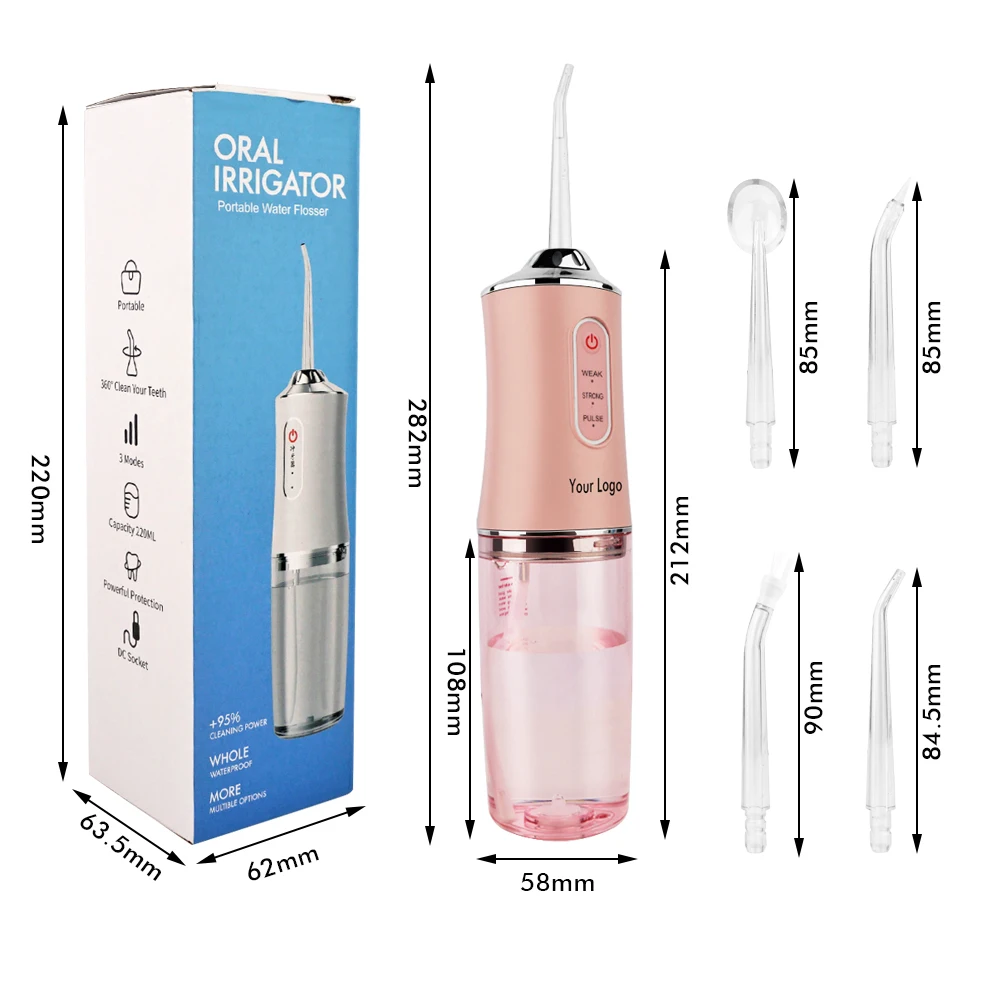 Portable Rechargeable Water Pick Teeth Cleaner 3 Modes Dental Teeth Irrigator Cordless Tooth Rotatable Usb Water Flosser