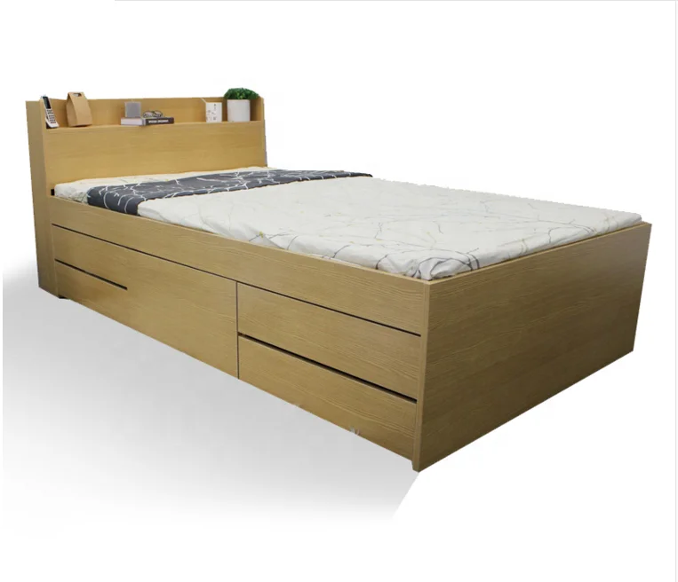 Japanese wood bed  Multifunction Storage Wood Bed