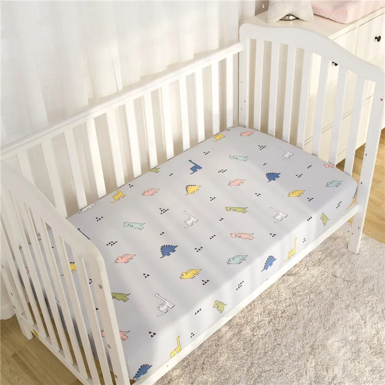 Custom Animals Printed Unisex Baby Skin-friendly Organic Bamboo Fitted Crib Sheet