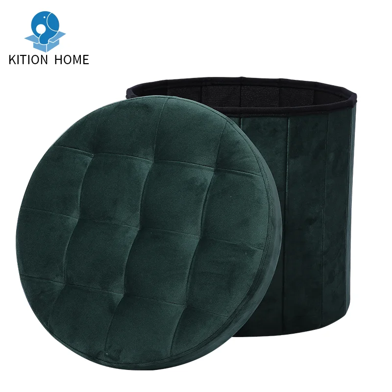 2020 Home Furniture Luxury  Round Tufted Ottoman Chair  Storage Pouf  Ottoman with Storage for Clothing