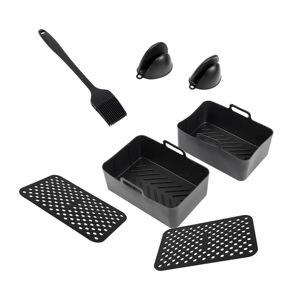 Bpa Free Silicone Air Fryer Liner  Pot Easy To Clean Cake Baking With Handles Accessories  For 3 To 5 Qt