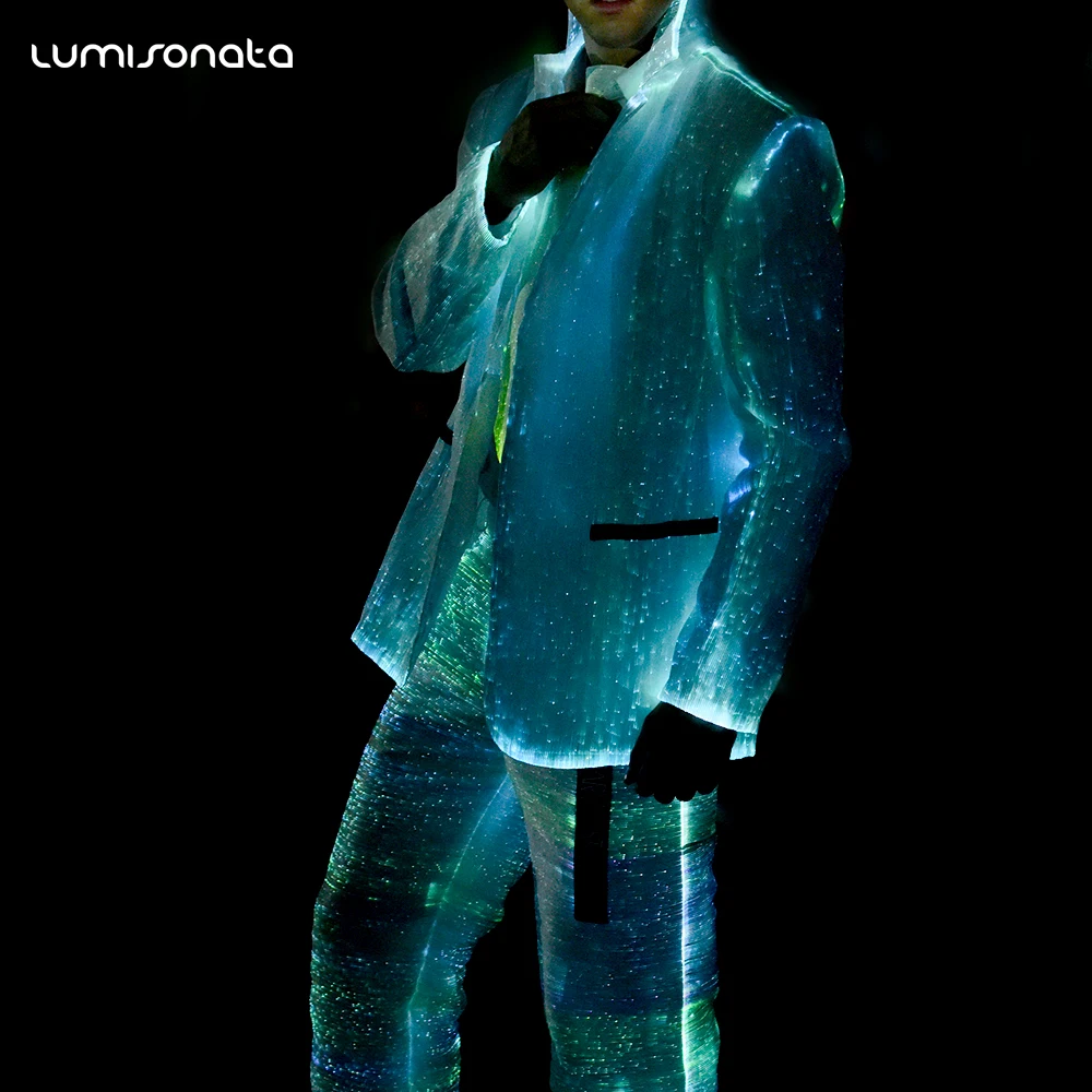 rave party outfits fiber optic illuminate led lighting suit