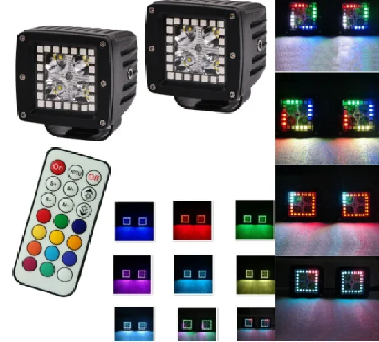 Цветная (RGB) гало кольца 3 дюймов заподлицо Cube rgb led свет pod изменение