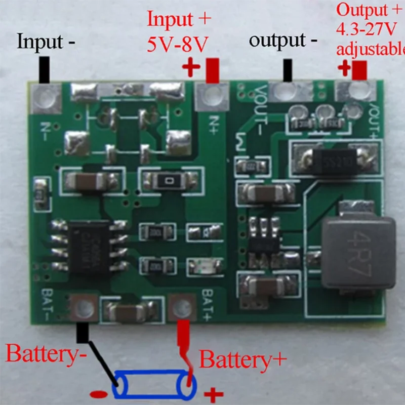 Lithium Li-ion 18650 3.7V 4.2V Battery Charger Board DC-DC Step Up Boost Module