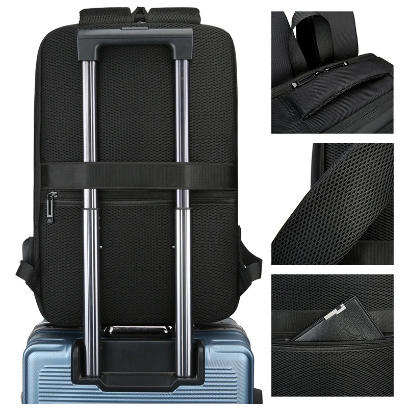 2022 Simple design coated oxford fabric USB backpack rucksack for business travel waterproof laptop knapsack mochila