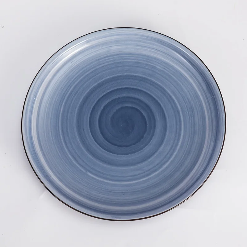 Custom Color Blue And White Bulk Turkish Handmade Ceramic Platters Diner Set Porcelain Plates With Different Size