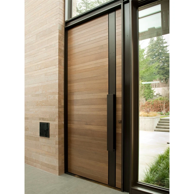 Durable steel-wood combination pivot door Durable steel-wood combination structure stability