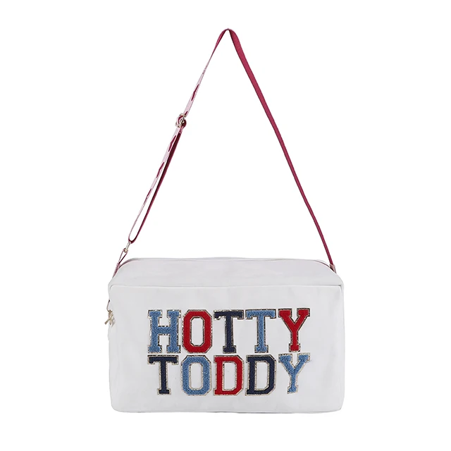 Fashion Multicolor Letter Patches Towel Travel Makeup Beach Shoulder Tote Terry Cloth Cosmetic Bag